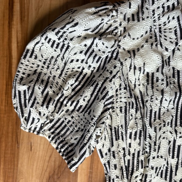 Alex Marie Eyelet Over Black and White Striped Dress 14 NWT - Picture 3 of 8